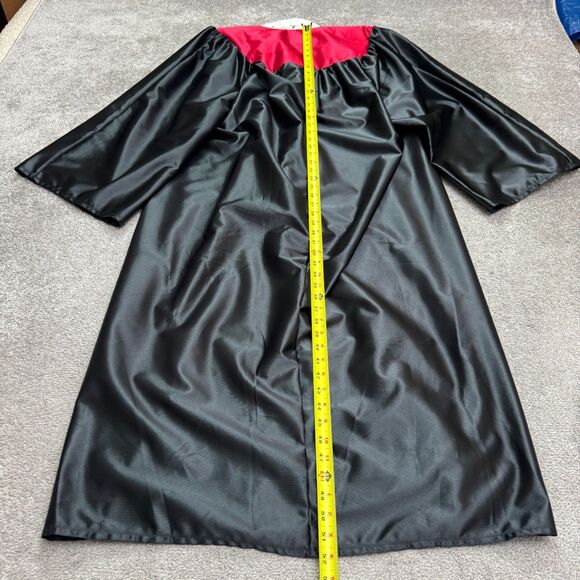 Balfour Academy Graduation Satin Robe Gown Unisex Adult Black Red 5'9 to 5'11 - Picture 3 of 12
